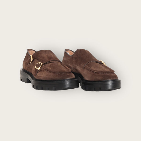 Santoni Double-Buckle Dark Brown