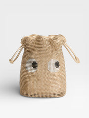 Anya Hindmarch Eyes Crystal Drawstring Pouch Gold