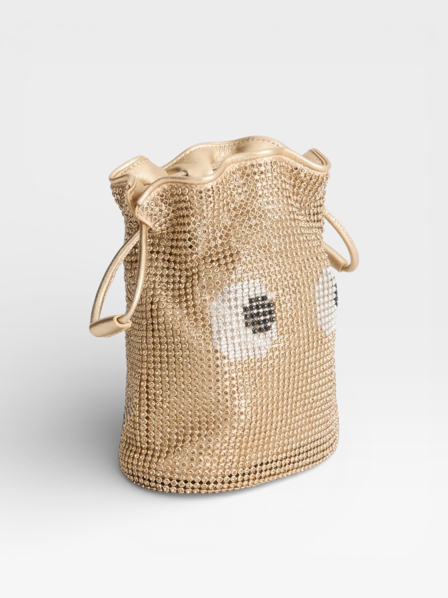 Anya Hindmarch Eyes Crystal Drawstring Pouch Gold