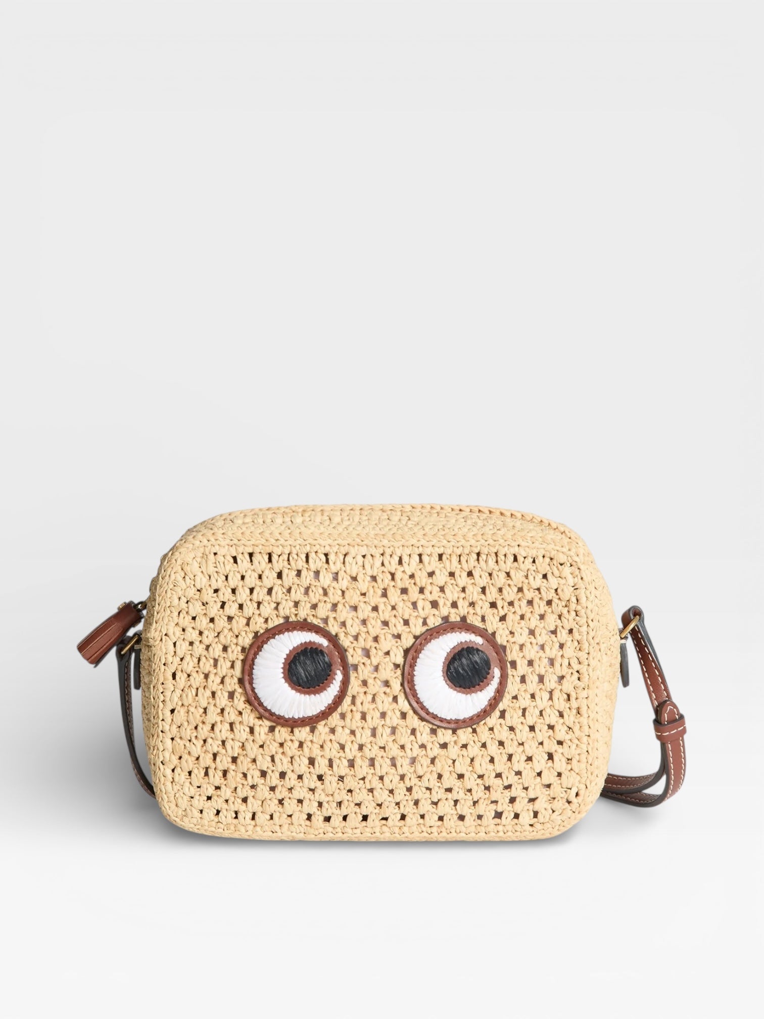 Anya Hindmarch Raffia Eyes Cross-body Beige