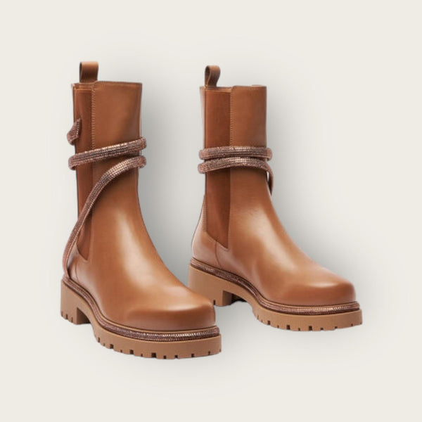 René Caovilla Cleo Biker Boots Brown