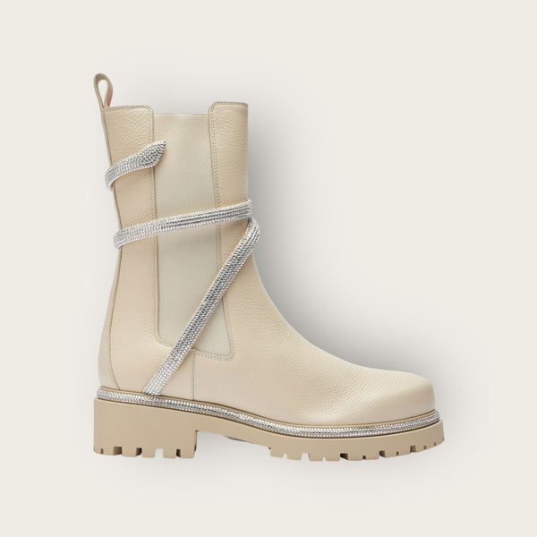 René Caovilla Cleo Biker Boots White