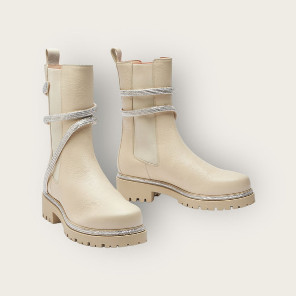 René Caovilla Cleo Biker Boots White