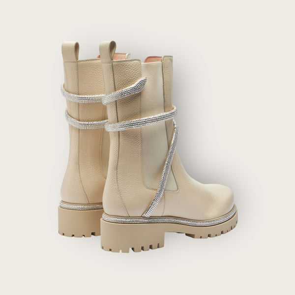 René Caovilla Cleo Biker Boots White