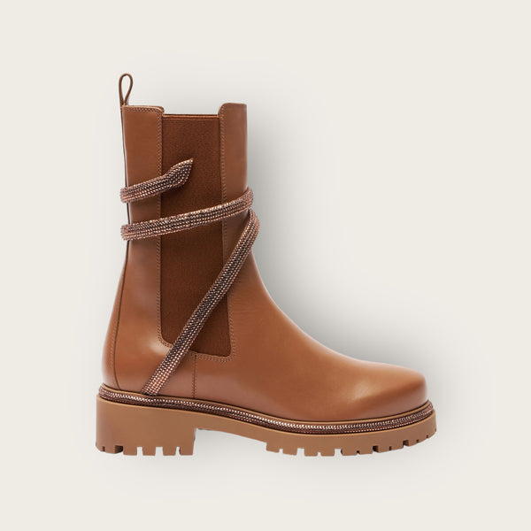 René Caovilla Cleo Biker Boots Brown