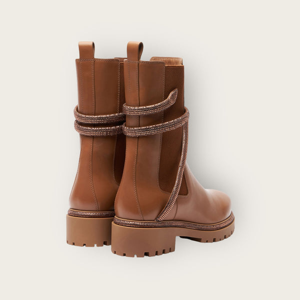 René Caovilla Cleo Biker Boots Brown