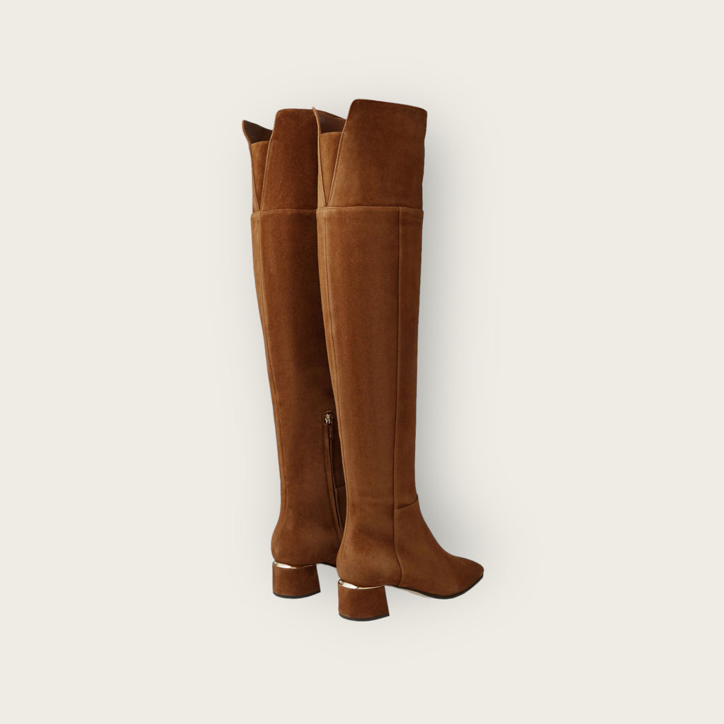 Cognac suede over on sale the knee boots