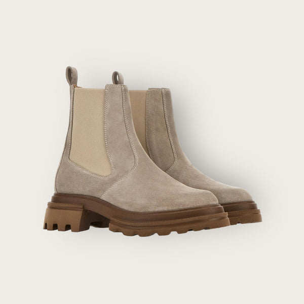 Hogan 10-Storey Chelsea Ankle Boots Beige