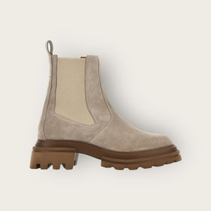 Hogan 10-Storey Chelsea Ankle Boots Beige