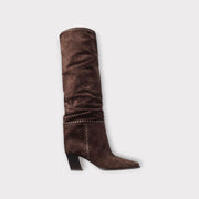 Jimmy Choo Boots Knee High Hart Stitch 60 Brown
