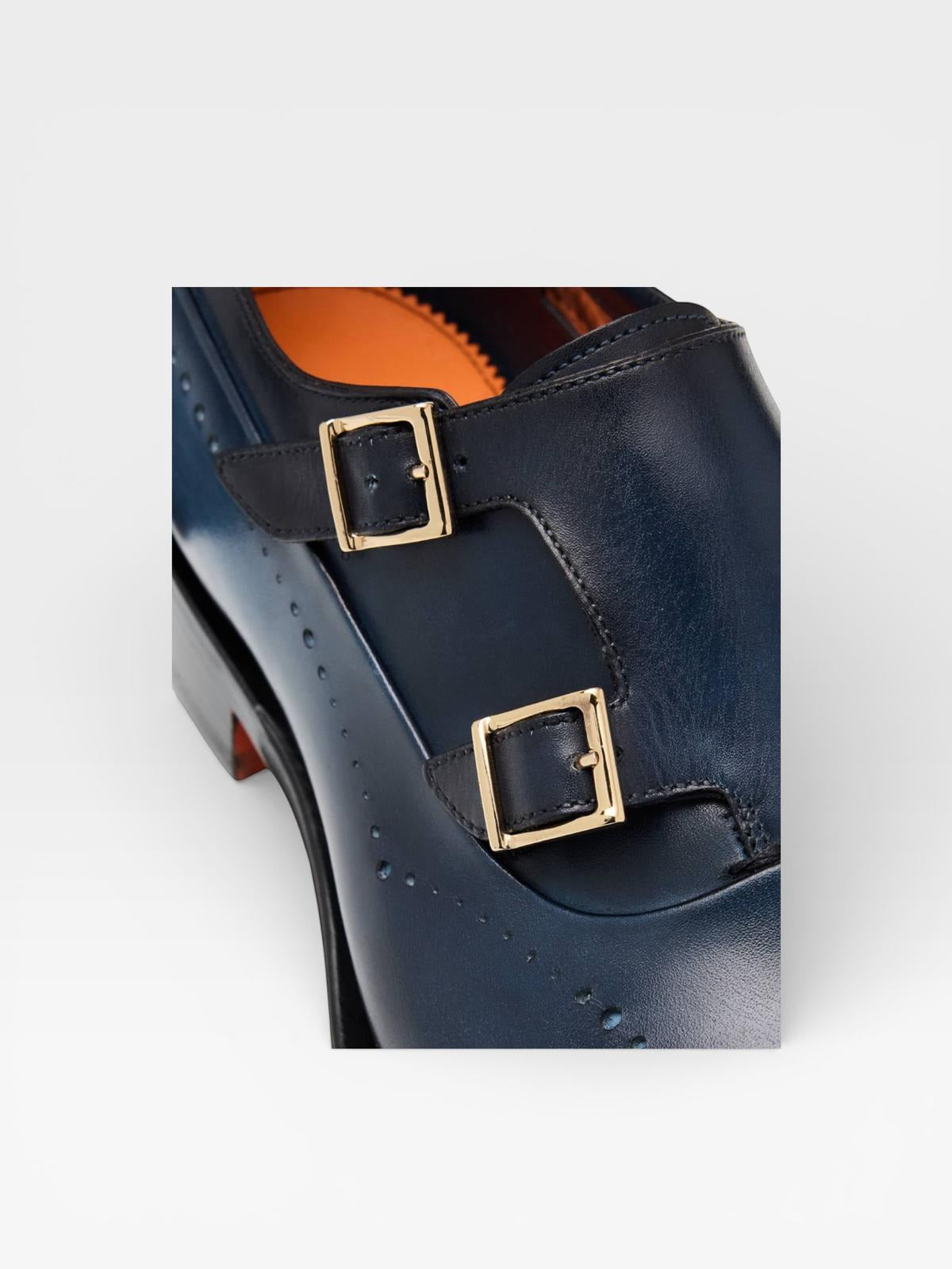 Santoni Double-Buckle Blue