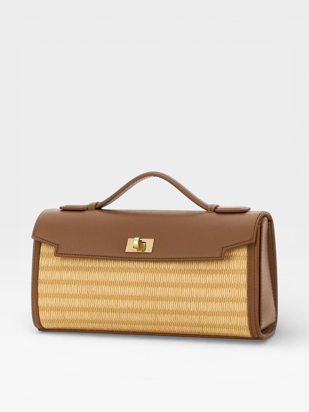 Anya Hindmarch Mortimer Raffia Clutch Pecan