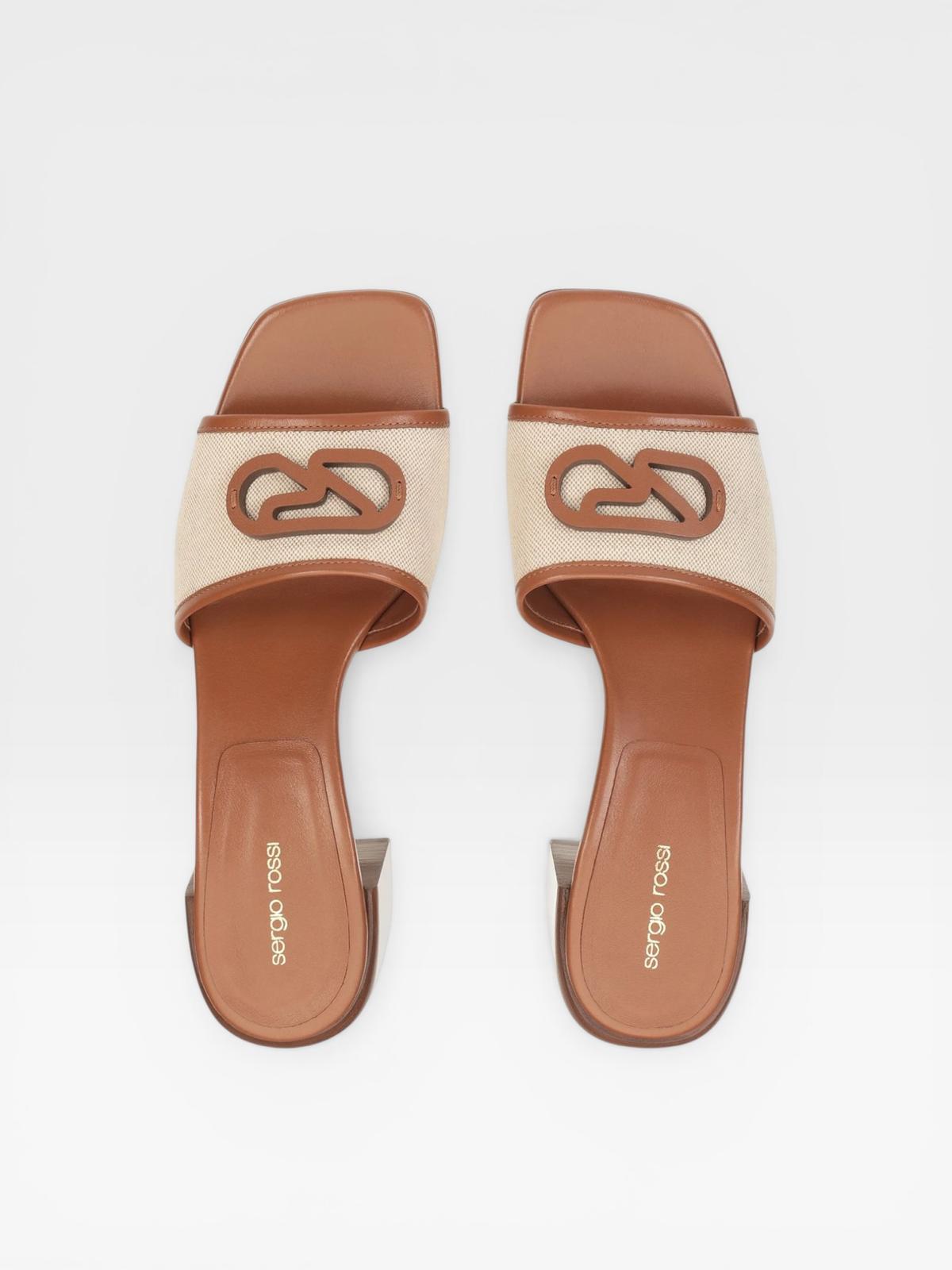 Sergio Rossi ブラウン・アイボリー ミュール Sergio Rossi Sandals 55 Beige Brown – Azur Shoes