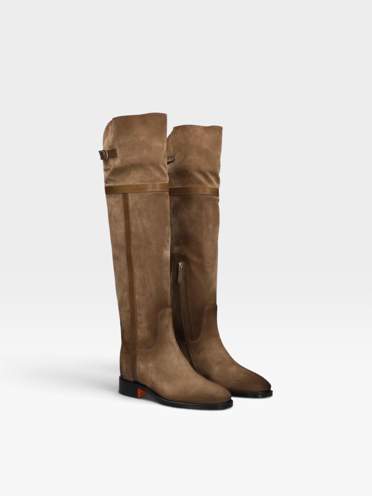 Santoni Knee High Boots Taupe