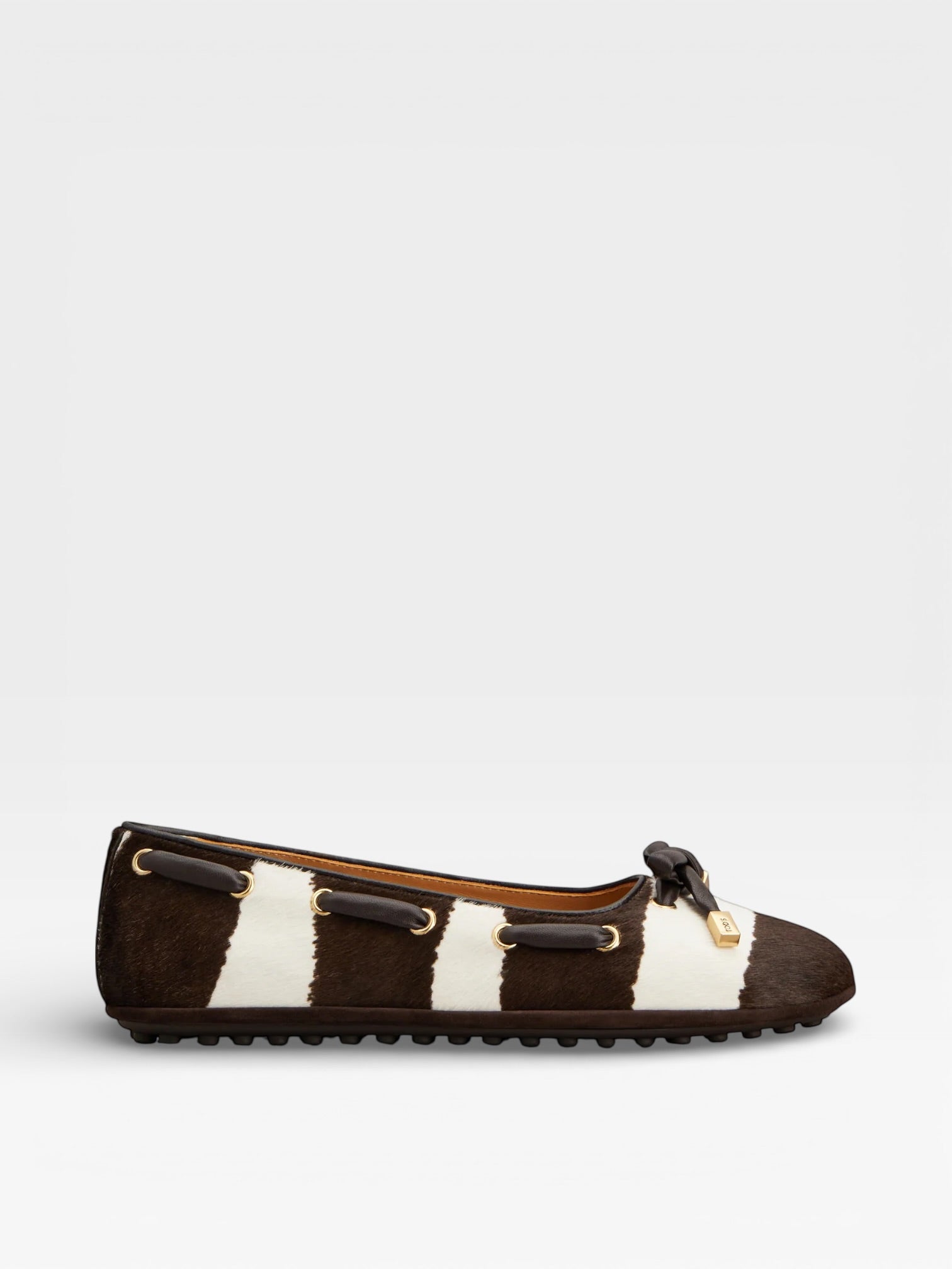 Tod's Ballerinas Pony Effect White Brown