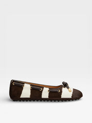 Tod's Ballerinas Pony Effect White Brown