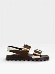 Tod's Sandals Pony Effect White Brown